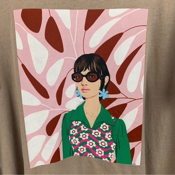 Bijou Karman x Target NWT Collab Graphic Art to Wear Tan Pink T-Shirt sz XL - Picture 3 of 8